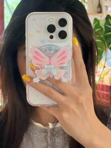 1个可爱3D蝴蝶磁吸可伸缩手机支架，可折叠手机支架，通用透明手机支架，适用于，蝴蝶手机支架 - 彩色 - 查看 3