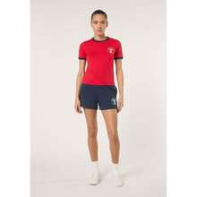 FILA Women's T-Shirts, Marlia Regular Graphic Ringer T-Shirt, Short Sleeve Ringer T-Shirt In 100% Organic Cotton With Chest Print - Red - View 8