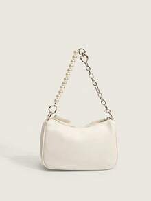 JRESSIAL 云朵包链条蝴蝶结女士包斜挎包小包小巧褶皱包女士包 - 米色 - 查看 3