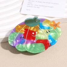 1个休闲街头风新款卡通爪夹醋酸纤维发夹，优雅水钻镶嵌发爪发饰 - 彩色 - 查看 6