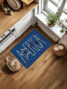 1pc Red White Blue Freedom Text American Country Style Kitchen Mat, Independence Day Carpet, Absorbent Oil-Proof Kitchen Floor Covering/Rug, Doormat, Entryway Mat, Front Door Mat, Long Hallway Carpet, Suitable For Party, Holiday, Gathering, Gift, Banquet - American-style Patriotic Decorative Paintings - View 10