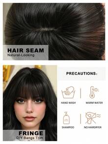 7JHH WIGS Short Curly Black Wigs For Women 14 Inch Dark Brown Bob Wavy Wig With With Bangs, High Quality Soft Synthetic Heat-Resistant Hair Wig For Daily Wear, Festivals & Music Festivals & Work Use - 黑色 - 查看 6