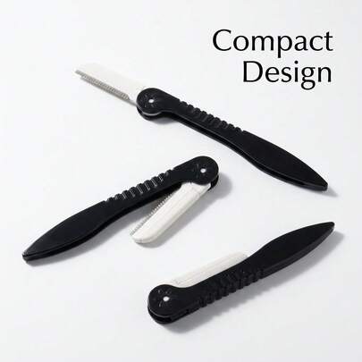 3Pcs Foldable Eyebrow Razor, Portable Safety Facial Hair Remover, Gentle Exfoliating Dermaplaning Tool For Women, Beginner Friendly Brow Shaper With Protective Net