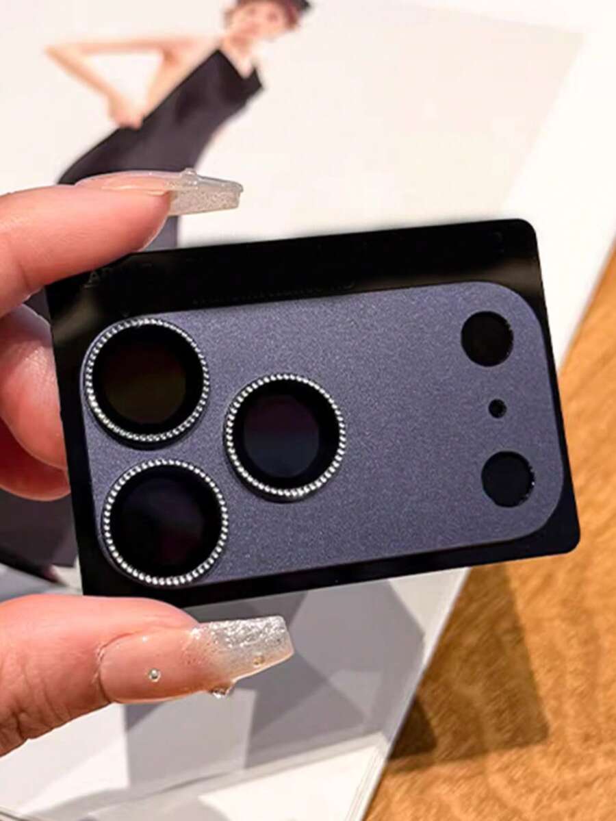 Film de protection de luxe en alliage pour l'objectif, film de protection dentelé compatible avec l' 17 Pro Max 17Pro. Clarté haute définition essentielle pour l'entretien de l'appareil photo. Accessoire de smartphone, cadeau de la fête des mères - Bleu azur - Voir 1