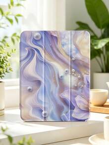 1 件装梦幻紫蓝色流体仿珍珠图案彩绘平板电脑保护套，兼容 iPad Mini 4/Mini 5/Mini 6/Mini 7/Air/Air 2/9.7/10.2/10.5/Air 4/Air 5/10.9/Pro 11 英寸/第十代/Air 11 英寸 (M2)-2024/Pro 11 英寸 (M4)-2024/Air 11 英寸 (M3) 2025/(A16) 11 英寸第十一代 2025/Air 8 (M4)2026 (11 英寸) 型号，以及 Galaxy Tab A8 10.5 英寸 2022 型号。内置笔槽，三折支架，TPU 软边保护，磁吸式睡眠/唤醒功能，简约/创意/趣味/个性化平板电脑保护套。 - 彩色 - 查看 4