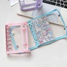 1pc A7 Transparent Loose-Leaf Binder, 3D Embossed Sticker Book, Sticker Album, Double Ring Soft Leather Cover Loose-Leaf Notebook With Transparent Refill Pages, K-Pop Photo Album, High Capacity Portable Loose-Leaf Notebook, Diary, Planner, Handmade Notebook, Suitable For School And Office Supplies - A7 - View 5