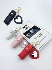 4pcs/Set Lipstick Holder With Heart-Shaped Mirror, Useful For Women Makeup, Key Chain. Heart-Shaped Mirror Decorated Lipstick Case, Multi-Color Women Makeup Bag, Heart-Shaped And Bag Decor Fashion Keychain Pendant, Wallet, Purse, Bag Accessories, Storage Pouch ,Jewellery Box,Pouch,Makeup Brush Holder,Brush Holder,Perfume Organiser,Pouch Bag,Gifts For Women,Christmas Gifts,Gift Ideas For Women,Room Decor - Multicolor - View 17