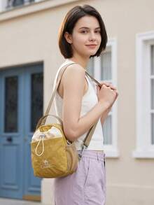 CAMEL CROWN Outdoor Sling Bag, Fashionable Lightweight Shoulder Bag, Hiking Travel Phone Pouch, Portable Water Bottle Bag - Ginger Lemon Yellow - View 3