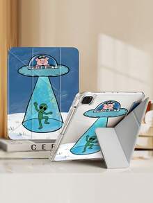 可爱卡通小猪和外星人双面亚克力透明水晶后盖，防震，适用于iPad 7、8、10代（10.2英寸），内置笔槽，支持睡眠/唤醒功能，是理想的礼物之选。 - 彩色 - 查看 2