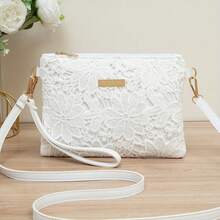 Ladies Elegant Bohemian Hollow Flower Messenger Bag Can Be Used For Daily Commuting, Vacation, Shopping Versatile Small Square Bag - White - View 4