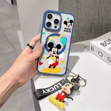 This Disney Mickey Mouse Pattern Lanyard Phone Case Features A Strong Magnetic Closure And Full Coverage Of Acrylic And TPU Material. It's Shockproof, Lightweight, And Suitable For IPhone17/16/11/13/15/15 Plus/15 Pro/15 Pro Max/12/14 Pro Max/11 Pro Max/12 Pro/12 Pro Max/13. It's A Popular Birthday Gift, Business Gift, Durable, Stain-Resistant, And Fingerprint-Resistant New Phone Case For Men And Women. It Also Includes A Mickey Mouse Phone Case And Mickey Mouse Doll Bracelet. Compatible With SamsungGalaxy S20, S21, S22, S23, And S24 Series. It's The Perfect Gift For Friends And Family. This Stylish Phone Case Is Fun, Lightweight, And Durable. IPhone17 Pro Max Phone Case, Minnie Phone Case. - Màu xanh lam - Xem 1