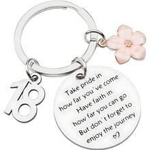 1PC 21st 18st 16st Birthday Inspirational Keychain, Take Pride In How Far You've Come Flower Charm Pendant, Graduation Encouragement Gift For Her, Daughter, Sister, Friends Gifts For Mother, Father, Graduation, And Teacher - Multicolor - View 9