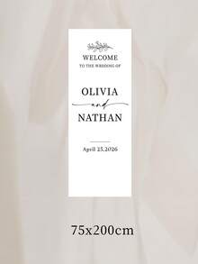 1pc Custom Wedding Welcome Banner, Custom Text,Custom Text Bridal Shower Banner, Bachelorette Party Backdrop Decoration,Minimalist Wedding Entrance Decoration - Multicolor - View 16