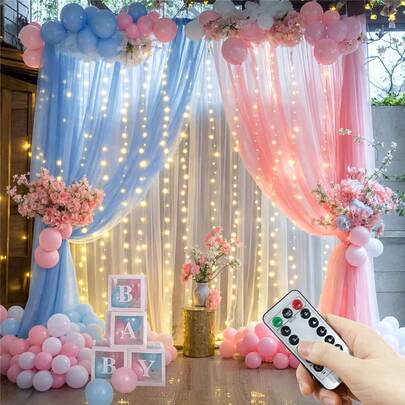 Dây đèn trang trí trong nhà màu xanh dương và hồng lãng mạn, điều khiển bằng nút bấm, điều khiển từ xa, thích hợp cho trang trí Giáng sinh, đám cưới, tiệc tùng, đèn rèm LED chạy bằng USB.