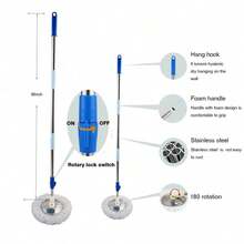 Spin Mop And Bucket With Wringer Set, 360° Mop And Bucket System With 3 Microfiber Mop Refills And 61" Extended Handle For Floor Cleaning - Blue - 查看 4