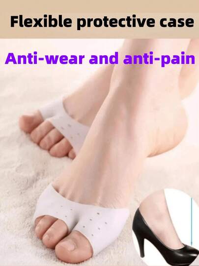 2pcs Breathable Silicone Foot Cushion Pads, Anti-Friction Shock Absorbing Forefoot Pads, Silicone Half Insoles, Breathable & Elastic Shoe Inserts, Foot Protection Pads. Suitable For Women And Men, Toe Separator, Foot Care, Outdoor, Travel, High Heels, Toe Protector
