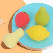 4pcs Fruit Shaped Makeup Sponges - Wet/Dry Dual Use, Suitable For All Skin Types Perfect Foundation Blending, Odorless, Hydrophilic PU, Facial Makeup Brushes And Tools, Great Christmas, New Year, Valentine's Day Gift - Multicolor - View 5