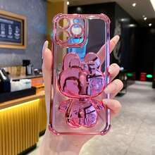 Cute Cartoon Pattern Mirror Kickstand Transparent Phone Case, Compatible With Apple 17PROMAX/16promax/15promax, S26/2524321u, Honor, - Pink - View 4