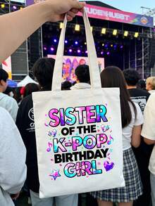 K-POP 女孩生日及姐妹情谊帆布手提袋，K-POP 大容量单肩包，粉丝周边，K-POP 粉丝生日礼物，通勤购物袋，可折叠休闲杂货袋，时尚场合包，K-POP 音乐爱好者适用，适合旅行、演唱会、粉丝活动、派对、工作、日常使用，粉丝礼物，韩剧爱好者及大学生适用，理想的生日礼物，偶像周边，节日礼物，演唱会礼物 - 彩色 - 查看 7