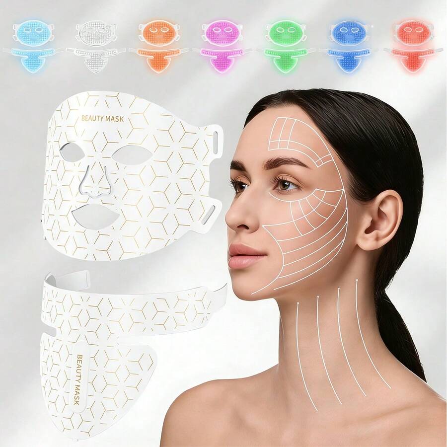 SUNPINT 7-Color LED Silicone Face Mask Device, 1800mAh Battery Life, Flexible Silicone Design For Easy Portability, Remote Control For Convenient Operation, Ideal Gift For Holidays And Birthdays