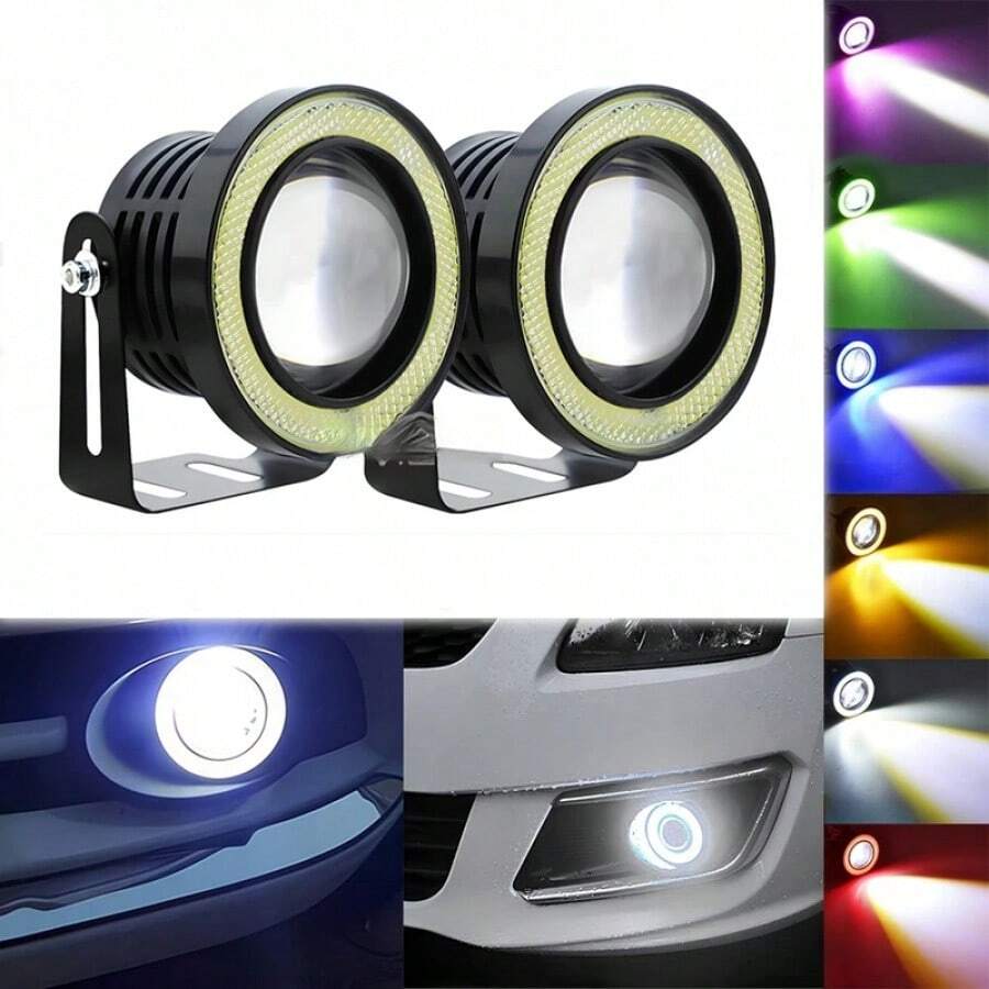 2X Đèn LED chạy ban ngày tự động COB 12V Đèn pha Angel Eye Đèn sương mù Đèn pha chống nước Đèn chạy ban ngày Đèn xi nhan Đèn LED cốp xe