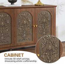 JOEMEY Sideboard Cabinet With 4 Embossed Doors And Adjustable Shelves - Brown - View 6