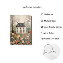 Set Of 1 Spring Cottage Tulip Blossom Canvas Wall Art | Cute Landscape Print For Living Room Bedroom,Frameless/Framed - A - View 4