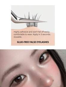 48 Clusters Ultra-Thin Natural Eyelashes, Distinct Clusters, Natural Segmented Style, Self-Adhesive Eyelashes, Perfect For Beginners. - View 5