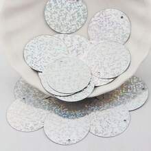 Payet Bulat Pipih 3mm-30mm, Payet Besar Longgar Warna Champagne Silver 1cm-3cm, 20g untuk Kerajinan Tangan DIY Menjahit Aplikasi Merajut Pembuatan Perhiasan Bordir - Payet pipih bulat - View 6