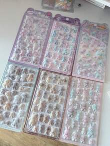 可爱柔软绒面小熊和小兔子贴纸 - 6 款 3D 立体泡沫动物贴纸，可用于装饰水瓶、笔记本电脑、手机壳等 - color - 查看 9
