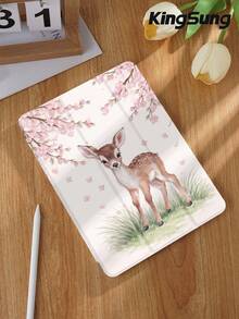 Kingsung 樱花树下小鹿图案平板电脑保护套，兼容 iPad 9.7/10.2/10.5/10.9/12.9/Pro 11（第十代）、Air 8 (M4) 2026（11/13 英寸），兼容三星 Galaxy Tab S6 Lite 10.4 英寸，兼容 Kindle Paperwhite 第十二代（2024 年）、Kindle 第十一代（2022 年），提供轻柔防摔保护，支持智能支架/自动唤醒/睡眠功能。 - 彩色 - 查看 2