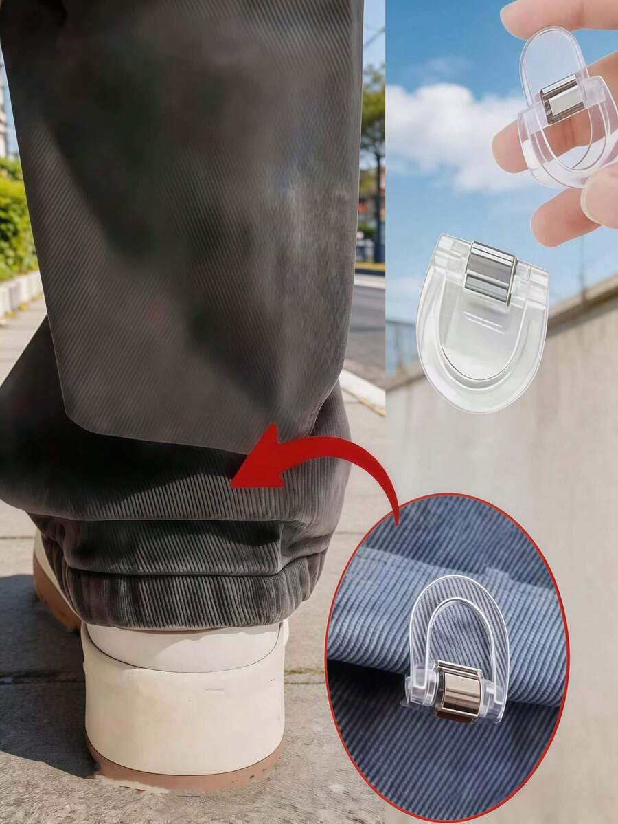 Bộ 2/4/6 kẹp ống quần chống trượt có thể điều chỉnh, phù hợp với quần jean, quần ống rộng và viền quần áo, không cần may vá mà vẫn cố định chắc chắn ống quần và viền quần áo, được làm từ chất liệu nhựa trong suốt với độ bám chắc, vô hình và không gây hư hại. - A - Xem 1