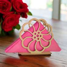 Servilleteros MDF Florales Armables DIY para Pintar Paquete de 10 Piezas (7 Diseños Disponibles) Decoración de Mesa Eventos Fiesta Boda Cumpleaños 10 x 10 cm - Flor ornamental 1001 - Ver 2