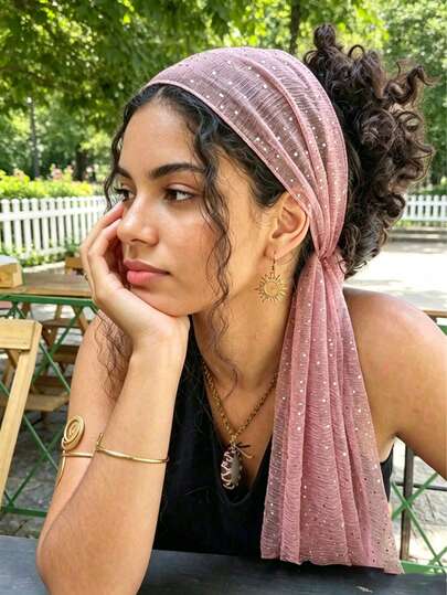 1pc New Arrival European And American Style Sequin Criss-Cross Headband, Bohemian Headscarf Shawl Scarf Shawl For Autumn