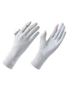 1 Pair Solid Color Casual Polyester Sunscreen Gloves, Lightweight Summer Outdoor Sports Driving Cycling UV Protection Touchscreen Gloves For Women,Travel,Festival - A - View 15