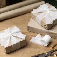 3rolls One Pack,15yard White Chiffon Ribbon, Fringe Fabric Ribbon, Handmade Wedding Bouquets Material, Gift Packaging Materials, Cake Decor Ribbon, Clothing Decor, Wedding Decor, Party Decor, Gift Decor, Bow Decor - White - View 5