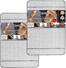 KITCHEATICS 100% Stainless Steel Cooling Racks Set Of 2 Heavy-Duty Wire Grid Fits 13x18 Half Sheet Pans Oven- To 575 ° F Dishwasher  For Baking Roasting Bacon - 11.8 英吋 x 16.9 英吋半張紙 - 2 片 - 查看 8