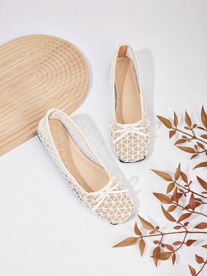 2026 New Gentle Bowknot Mesh Ballet Shoes, Versatile Breathable Non-Fatiguing Mary Jane Shoes For Women