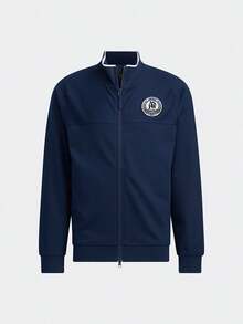 Adidas Chaqueta casual con cuello alto y estampado gráfico, cómoda para hombre, primavera/otoño - Azul marino universitario - Ver 1