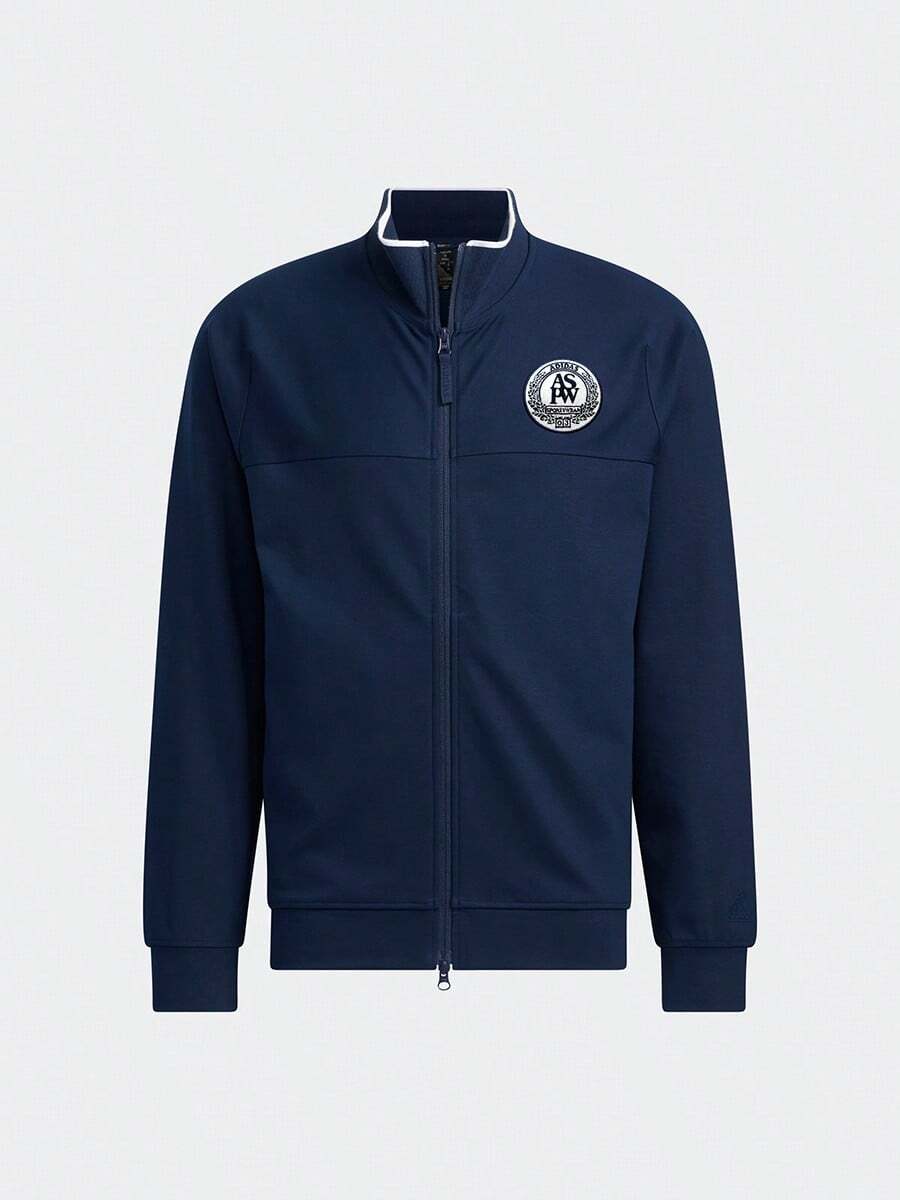 Adidas Chaqueta casual con cuello alto y estampado gráfico, cómoda para hombre, primavera/otoño - Azul marino universitario - Ver 1