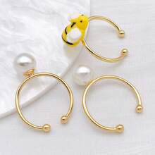 2个18K镀金可调节戒指托，开口C形戒指托，带扁平垫片和销钉，DIY珠宝制作材料 - 金色 - 查看 3