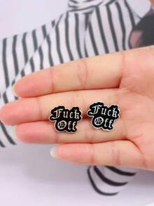 Punk Retro English Engraved Personalized Brooch Denim Badge - Multicolor - View 2