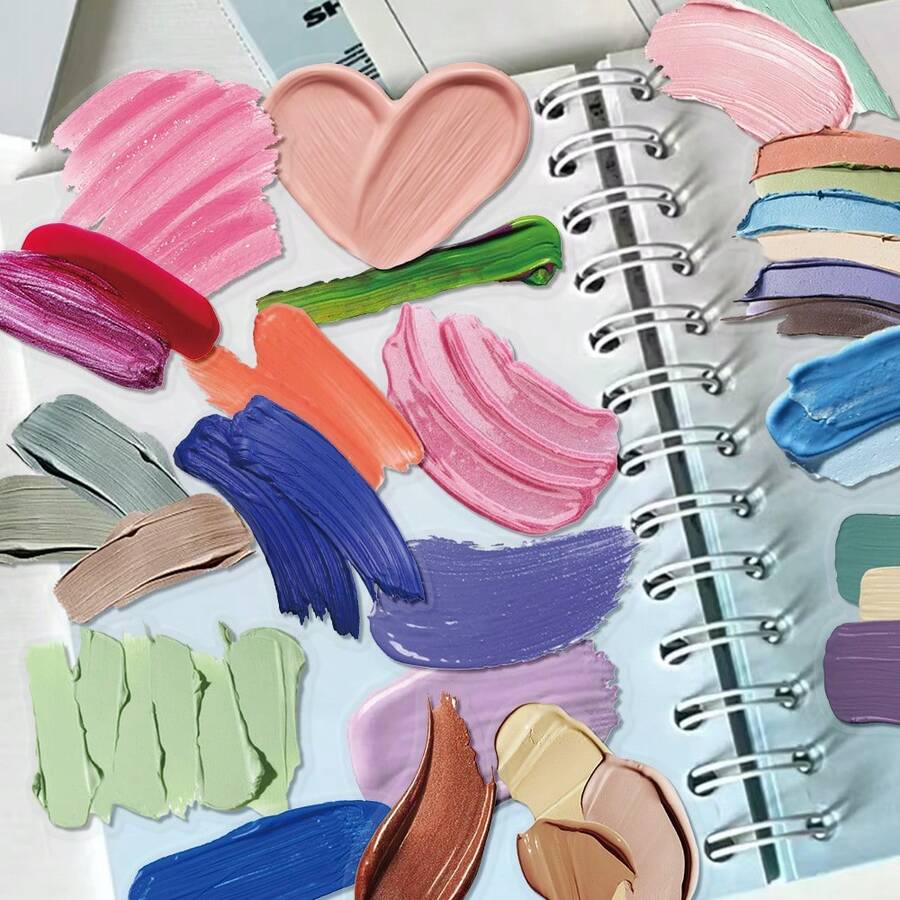 50pcs Color Palette Sticker Set, Decorative For Scrapbooking, Diary, Planner, Luggage, Phone Case, Guitar, Skateboard, Self-Adhesive Sealing Sticker - Multicolor - View 1