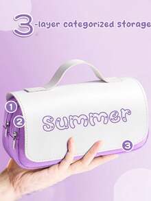 Customizable Personalized Name 3-Layer Large Capacity Pencil Case, Suitable For Student Stationery Storage, Personalized Display, School Use, Holiday Gift, Perfect For Back To School Season Gift - Multicolor - View 3