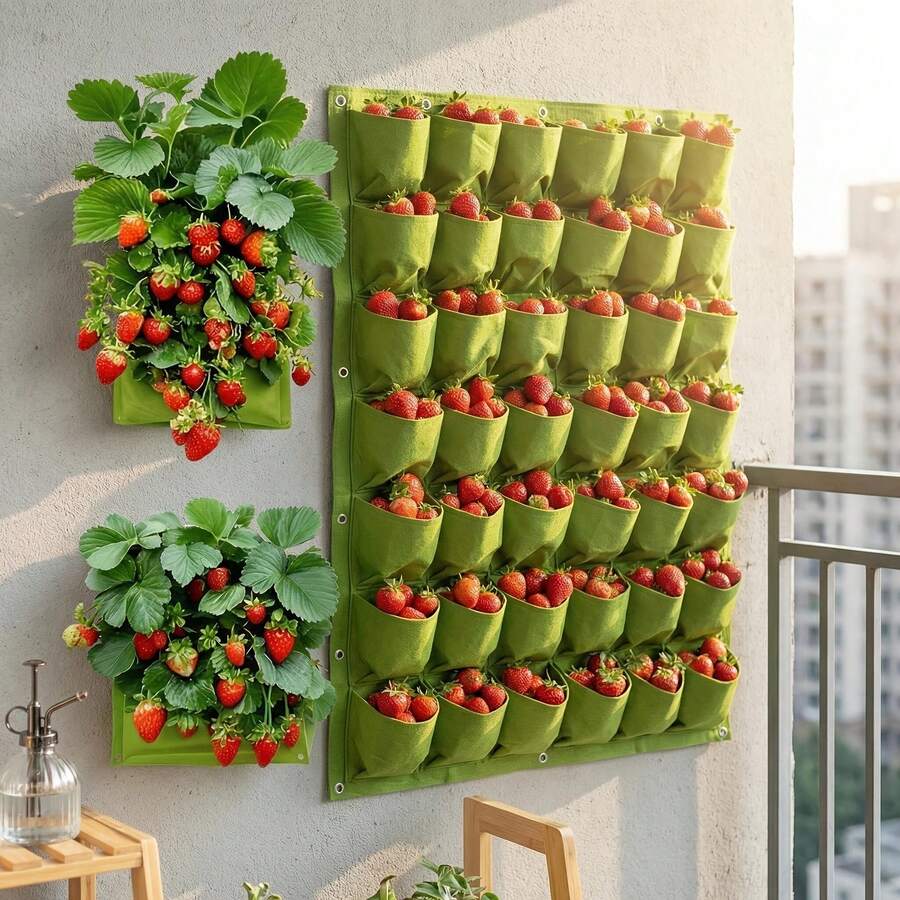 18-Pocket Vertical Garden Planting Bag, Lightweight Wall-Mounted Planting Bag Suitable For Indoor And Outdoor Use, Modern Hanging Planter Rack For Balcony And Yard, Multipurpose Tool For Planting Herbs And Vegetables - Multicolor - View 1