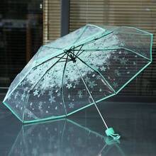 3-Fold Transparent Sakura Flower Umbrella, Windproof And Rainproof, Lightweight Foldable Umbrella, Cute Japanese Style Sakura Flower Umbrella Suitable For Travel, Wedding, And Daily Commute - Multicolor - View 11