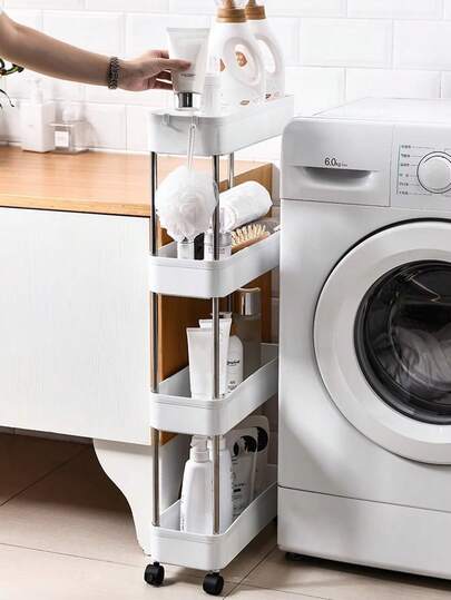 1 chiếc kệ trượt màu trắng, kệ lưu trữ nhiều tầng siêu mỏng rỗng có lỗ thoát nước, xe đẩy lưu trữ nhỏ gọn, xe đẩy lưu trữ có bánh xe, kệ hẹp, kệ phòng tắm, kệ lưu trữ di động cho nhà bếp, phòng tắm, phòng giặt, kệ lưu trữ tiết kiệm không gian, kệ nhiều tầng đặt sàn, thích hợp cho nhà bếp, phòng giặt và các không gian hẹp khác.