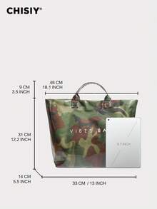 One-Of-A-Kind Fashionable Minimalist Camouflage Pattern Special Material Plastic Elegant Bucket Bag, Versatile And Charming Ladies' Commuter Bag, Suitable For Work, Shopping, Holiday, Travel, Daily Gathering, Gift For Valentine's Day, Autumn/Winter Handbag - Army Green - View 2