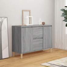 vidaXL Sideboard, Kommode mit 2 Schubladen 2 Türen, Anrichte Schrank für Wohnzimmer, Beistellschrank Mehrzweckschrank, Grau Holzwerkstoff - Grau - Übersicht 10