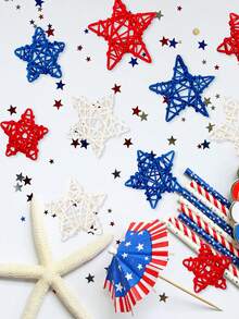 12/24pcs Set Independence Day Patriotic Star Decor - Red, Blue And White Star Ornaments, Ideal For Independence Day Home Decor, Crafts, Vase Fillers, Bowl Decorations And Party Decorations - Multicolor - View 4